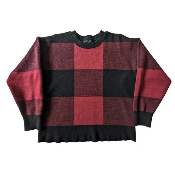 TAHARI Buffalo Plaid Knit Pullover Top Size XL - Picture 1 of 7